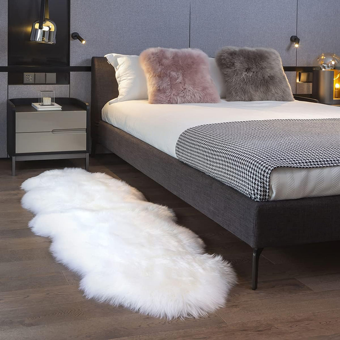 MH MYLUNE HOME Lammfell Teppich Schaffell echt gross 170cm x 60cm schafsfelle weiche und Flauschige