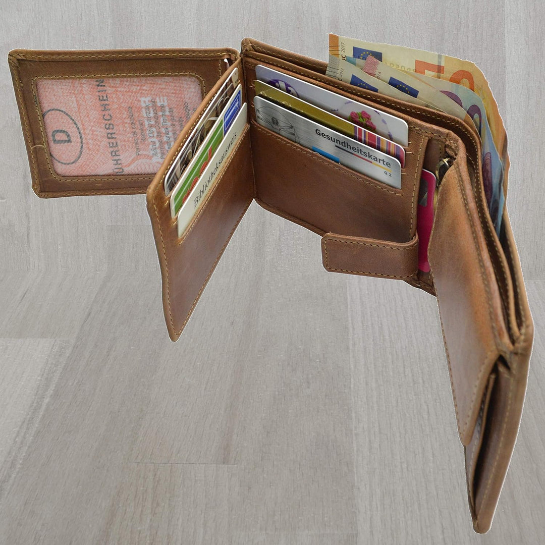 flevado Qualitäts VOLL Leder Ausstattung Geldbörse von Pedro German Design Büffel Leder braun