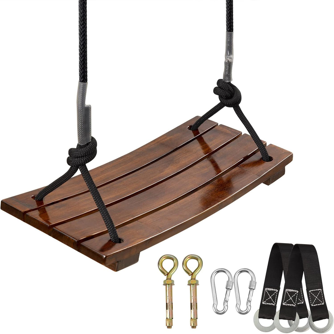 PELLOR Holz Schaukel, Holz Holzschaukelsitz, Antikorrosive Schaukel für Erwachsene Kinder, Garten Sc