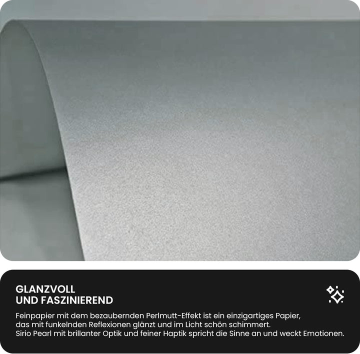 Netuno 100x Bastel-Karton Perlmutt-Silber DIN A4 210x 297 mm 300g Sirio Pearl Platinum Feinkarton mi