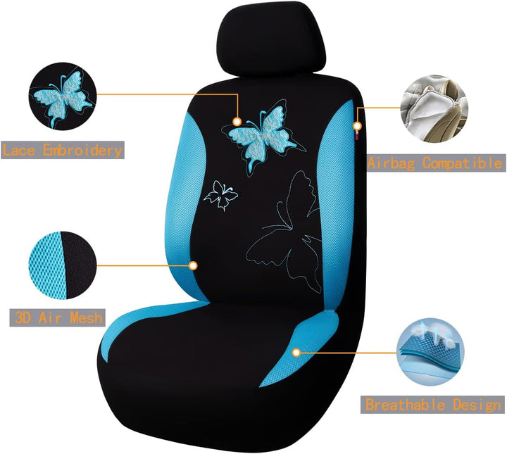 Flying Banner Maschen Schmetterling Universal für Auto Sitzbezüge Seitenairbags Kompatibel (Minzblau