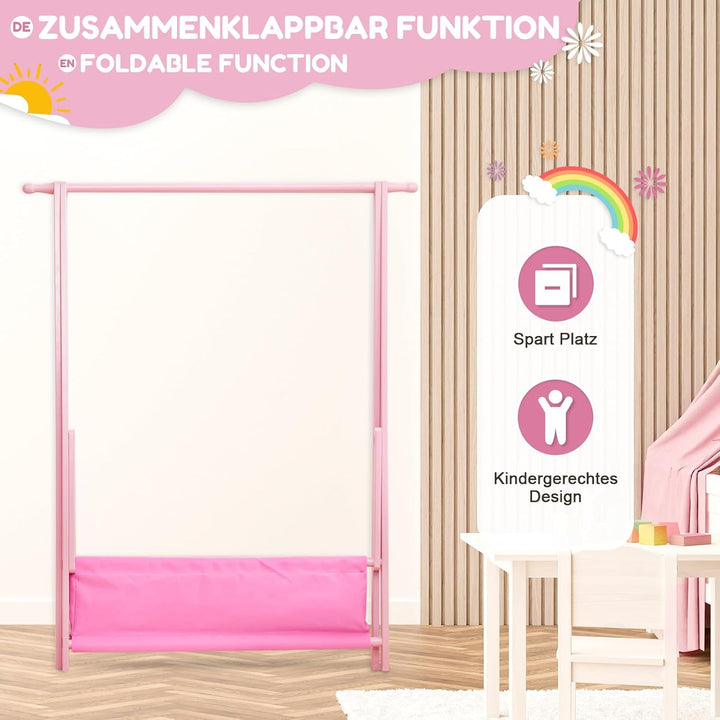 Yorbay Kinder Kleiderständer Bambus Garderobenständer mit Aufbewahrungskiste, Kindergarderobe mit Kl