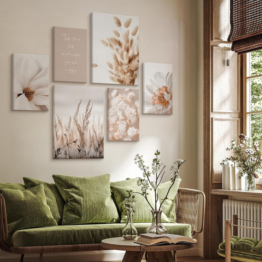 Muralo - Wandbilder Set - Leinwand Bilder Set Aufhängefertig in Boho Stil - das Leinwandbilder Set -