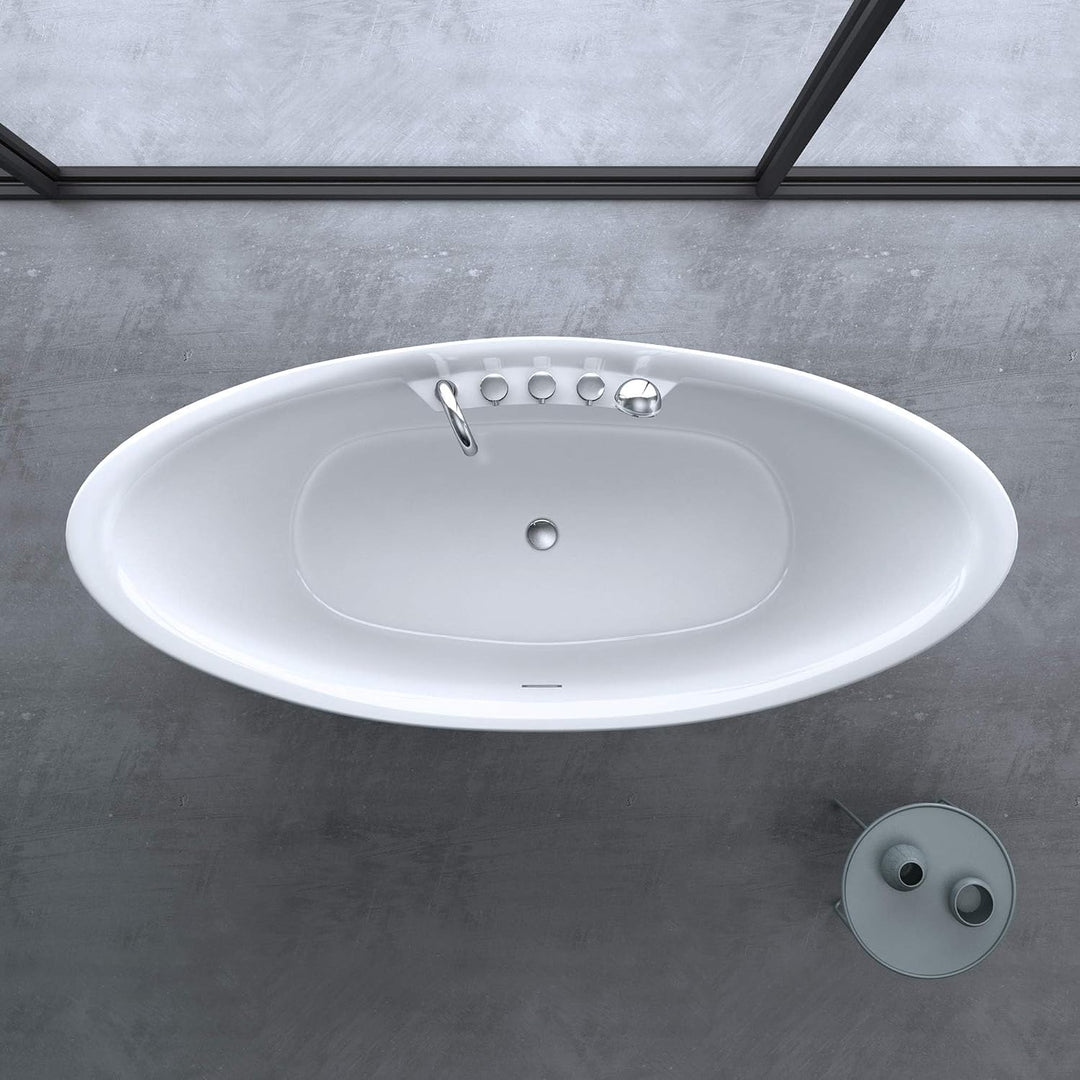 doporro Freistehende Design-Badewanne 180x80x80cm Acryl mit Armatur | Badewanne komplett mit Ablaufg