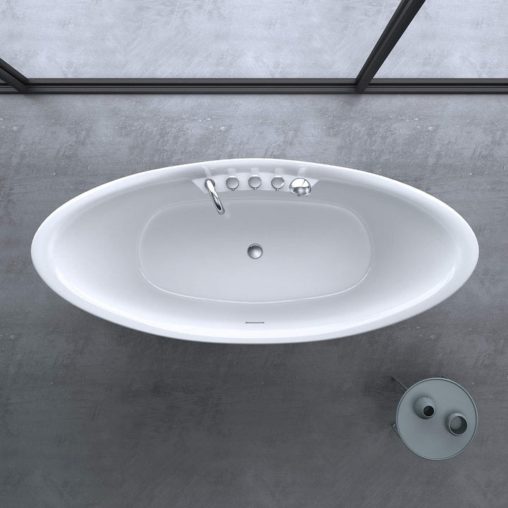 doporro Freistehende Design-Badewanne 180x80x80cm Acryl mit Armatur | Badewanne komplett mit Ablaufg