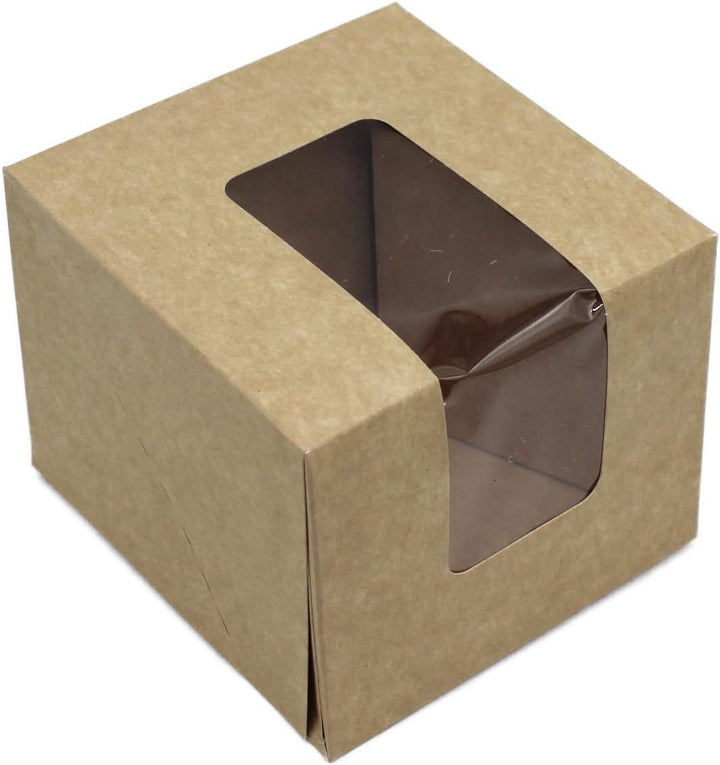 BAMI Tortenkarton | Kuchenkarton | Konditorkarton | Tortenbox | Vollpappe, braun mit Sichtfensterdec