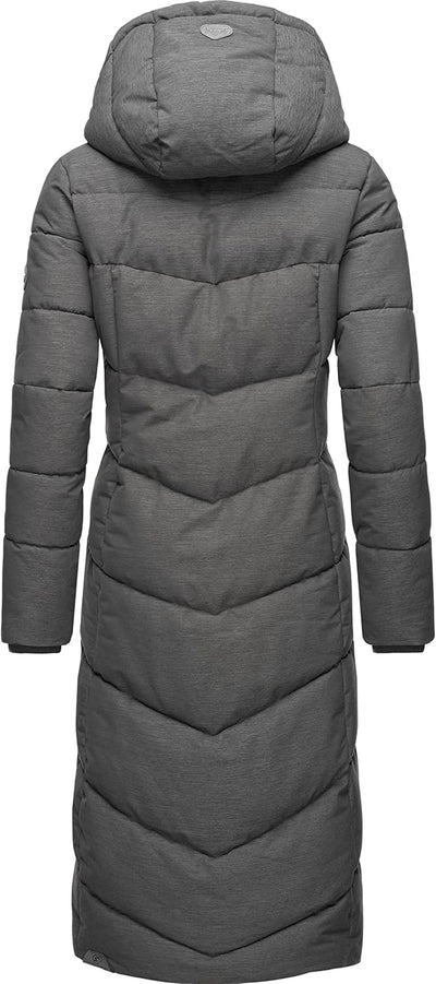 Ragwear Damen atmungsaktiver Wintermantel Warmer wasserdichter Steppmantel lang mit Kapuze Pavla Lon