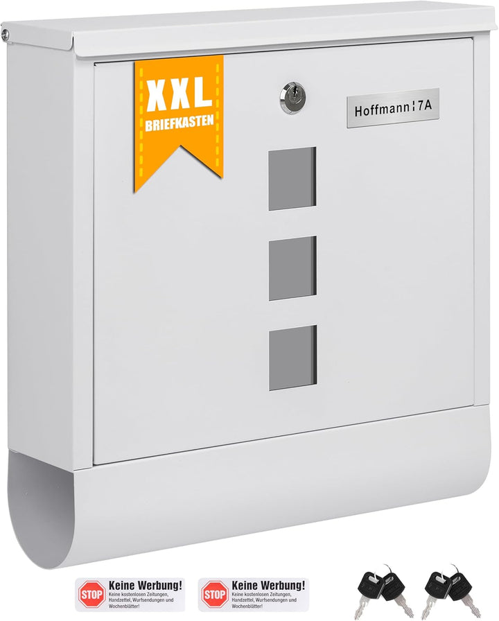 Zedelmaier Briefkasten XL Personalisiert mit Edelstahl Namensschild Wandbriefkasten Postkasten C4 Br
