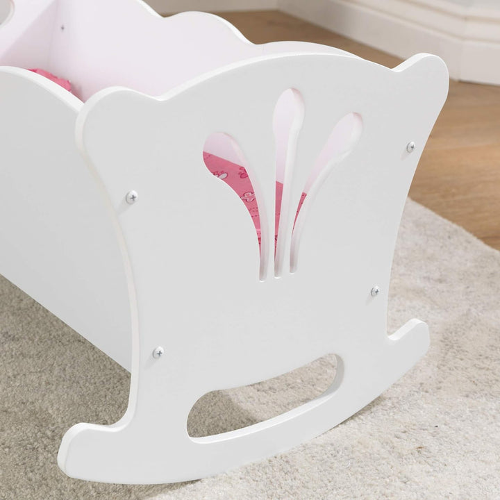 KidKraft Lil'Doll Puppenwiege aus Holz, Puppenbett für Baby Puppe, Puppen Zubehör, Spielzeug für Jun