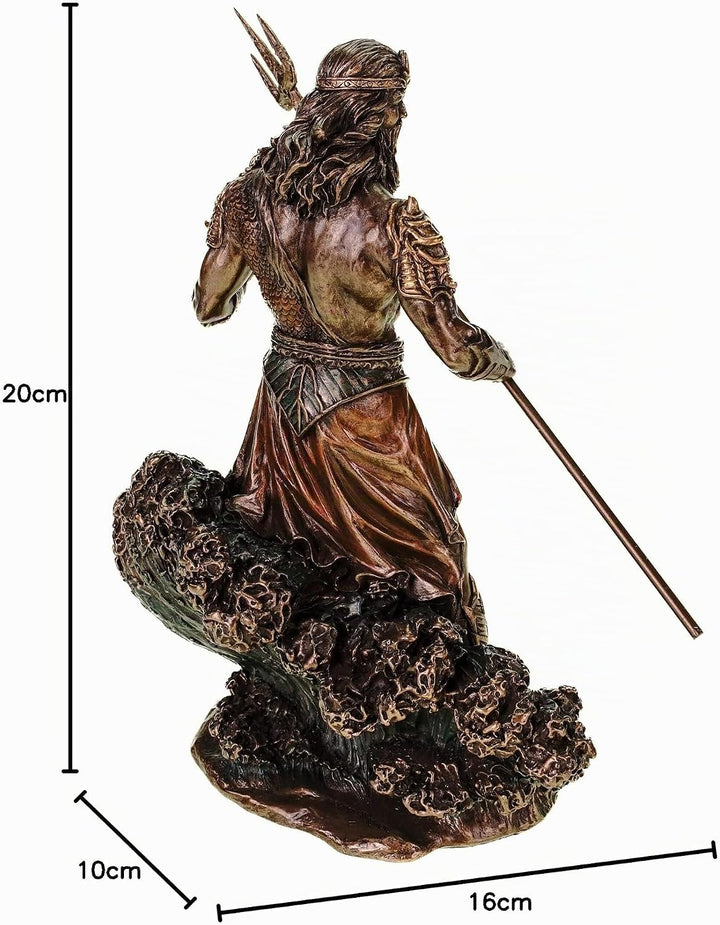 Veronese Figur Meeresgott Poseidon mit Dreizack auf Welle Statue Skulptur Meer Götter Neptun bronzie