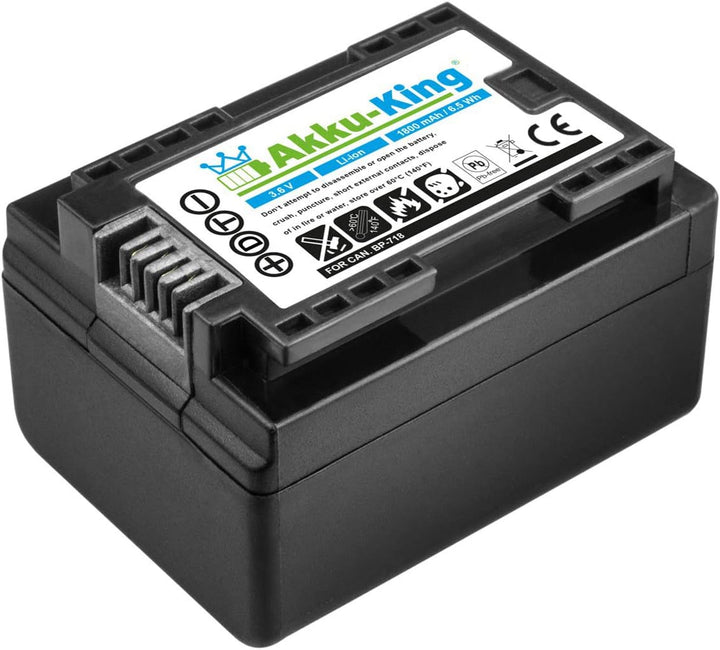 Akku-King Akku kompatibel mit Canon BP-718 passt auch bei BP-708, BP-727 - Li-Ion 1800mAh - für LEGR
