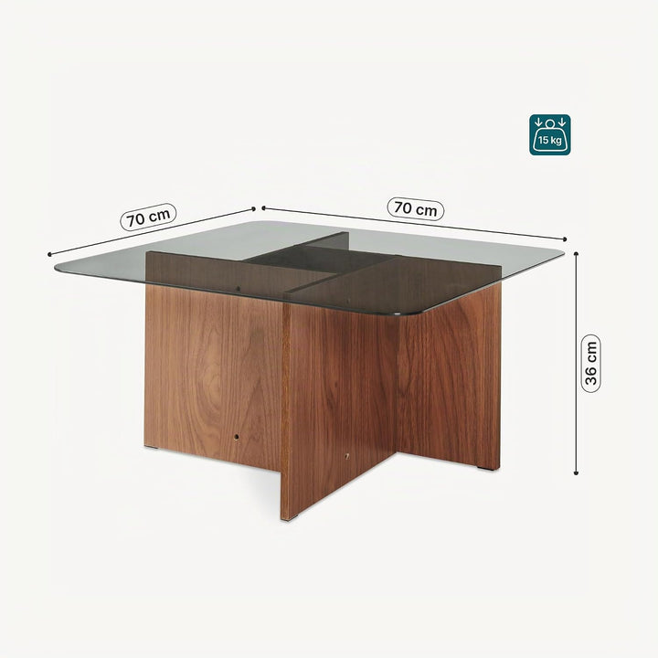 [en.casa] Couchtisch Benexjö Wohnzimmertisch 70 x 70 x 36 cm Beistelltisch Couch Sofatisch mit Glasp