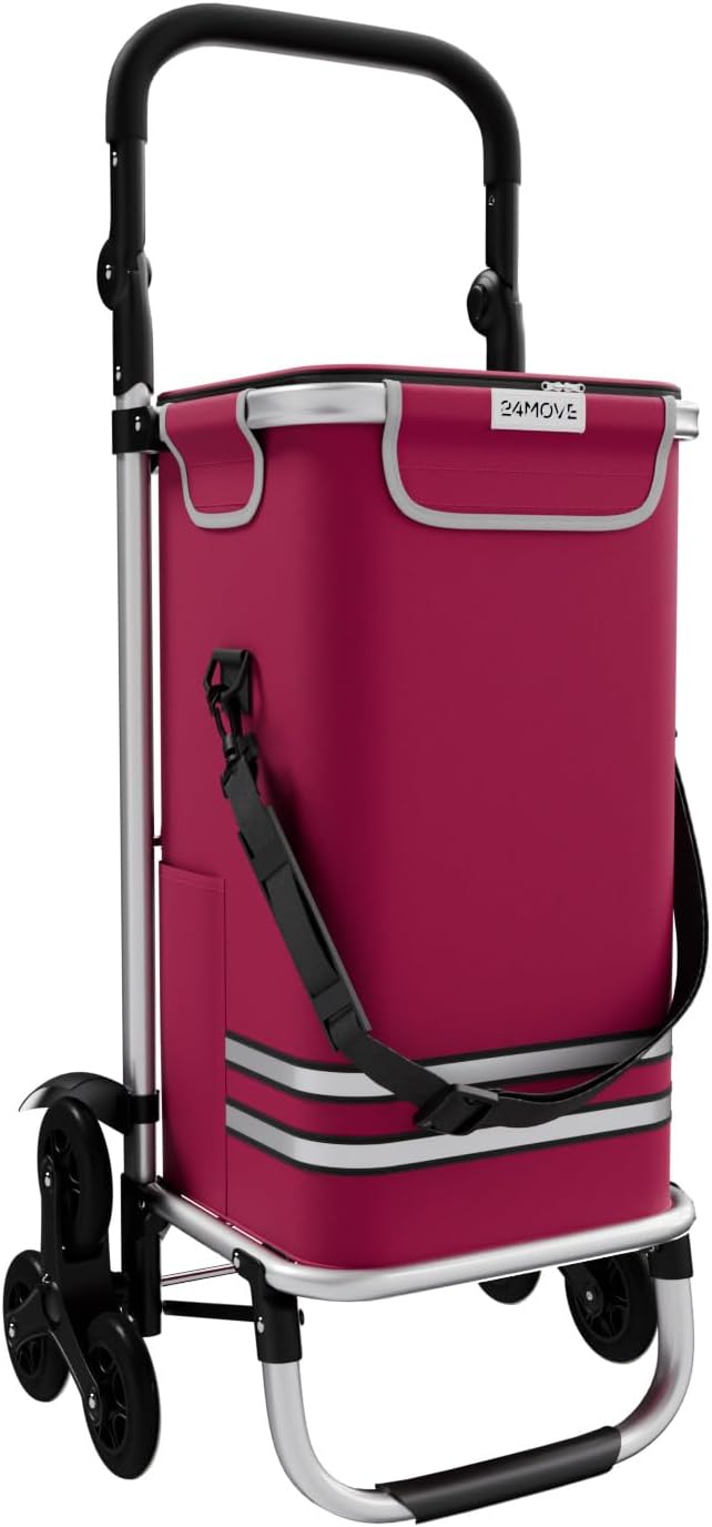 24MOVE® Einkaufstrolley Alegre klappbar mit 55L inkl. Kühlfach, Faltbarer 3in1 Trolley - Sackkarre u