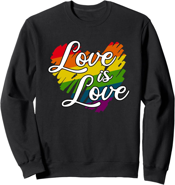 Love is Love Liebe ist Liebe Herz Regenbogenfahne Gay Pride Sweatshirt