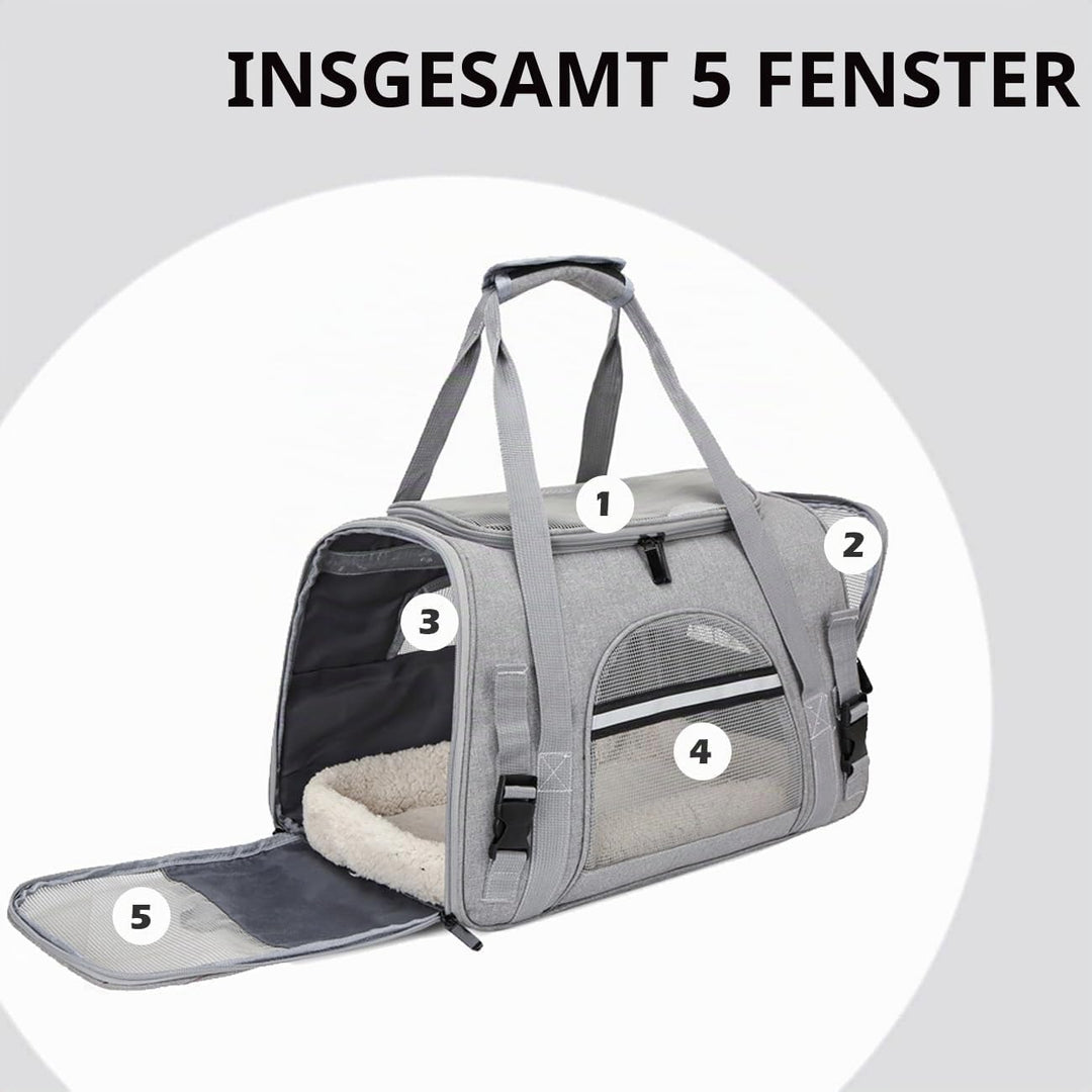 kleine Hunde Transportbox,transportbox Katze, Atmungsaktive und Faltbare Hundebox mit Verstellbarem,