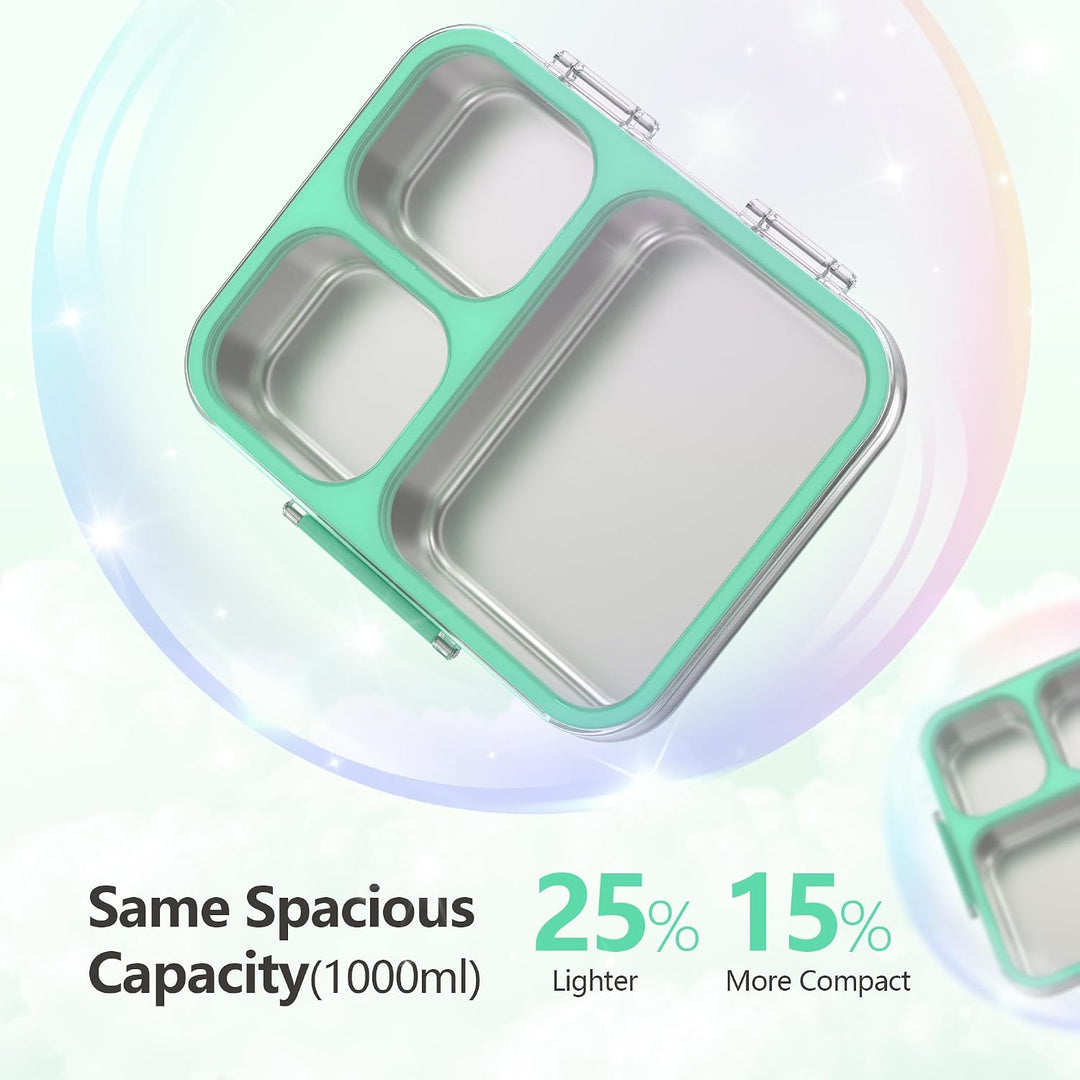VITONIS Edelstahl Brotdose Lunchbox mit 3 Fächern mit Tritan-Deckel, 1000ml Metall Bento Lunch Box K