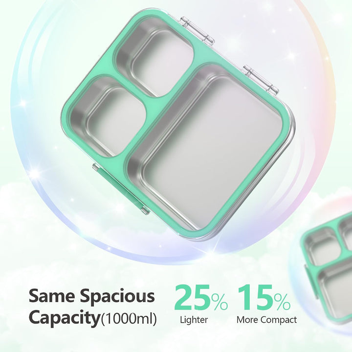 VITONIS Edelstahl Brotdose Lunchbox mit 3 Fächern mit Tritan-Deckel, 1000ml Metall Bento Lunch Box K