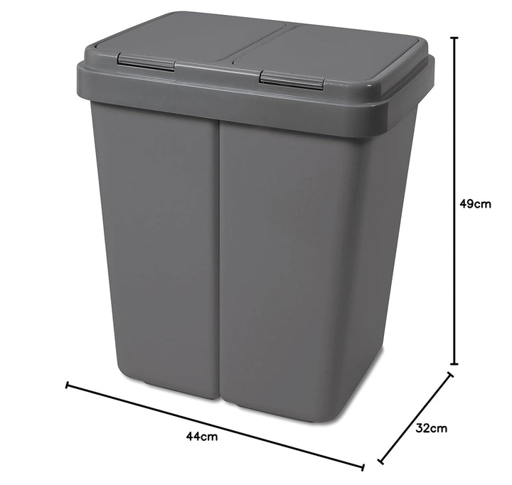Alpfa Müllbehälter 2 x 25 L Duo Bin Mülleimer GRAU