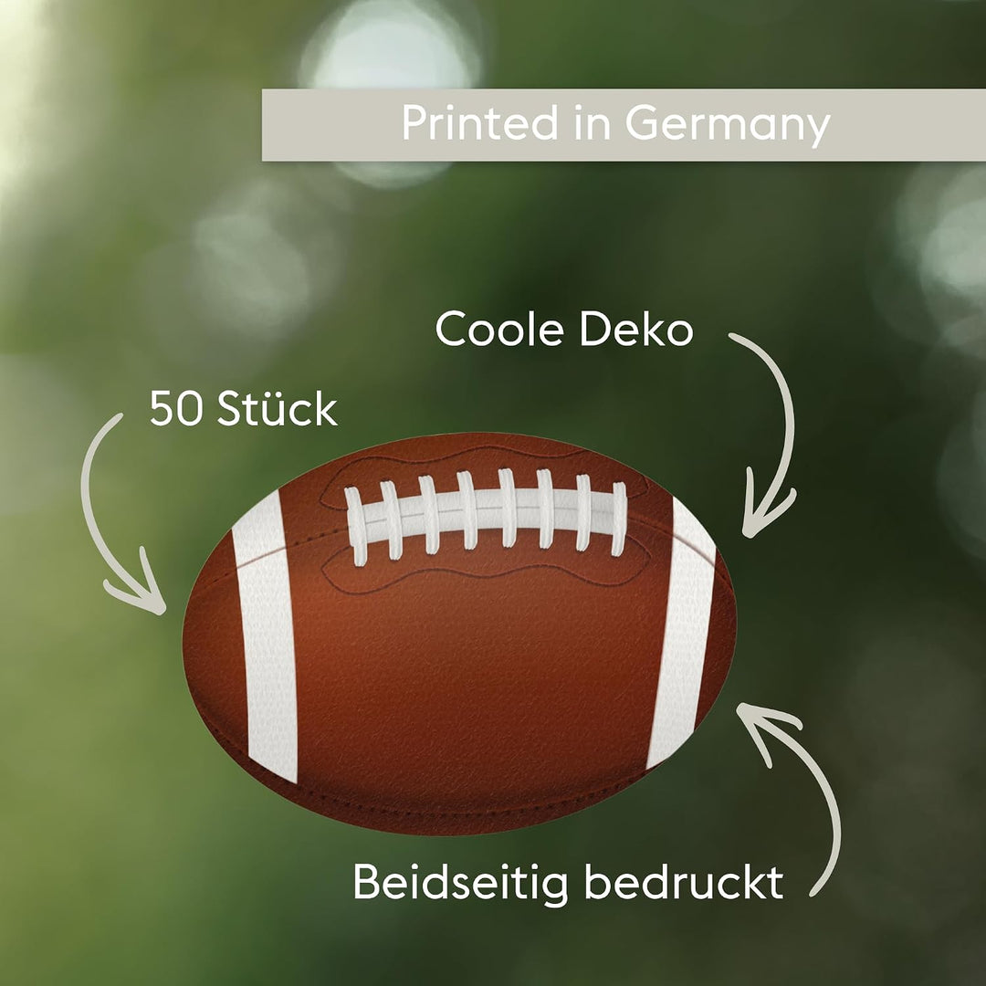 Untersetzer für Gläser mit Football I American Football Getränkeuntersetzer (50 Stück) aus Pappe (⌀1