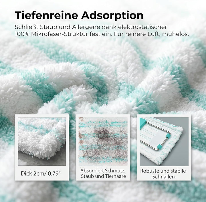 4er Pack Ersatz-Wischbezüge Kompatibel mit Leifheit Profi XL Micro Duo und Cotton Plus, 42 cm Bodenw
