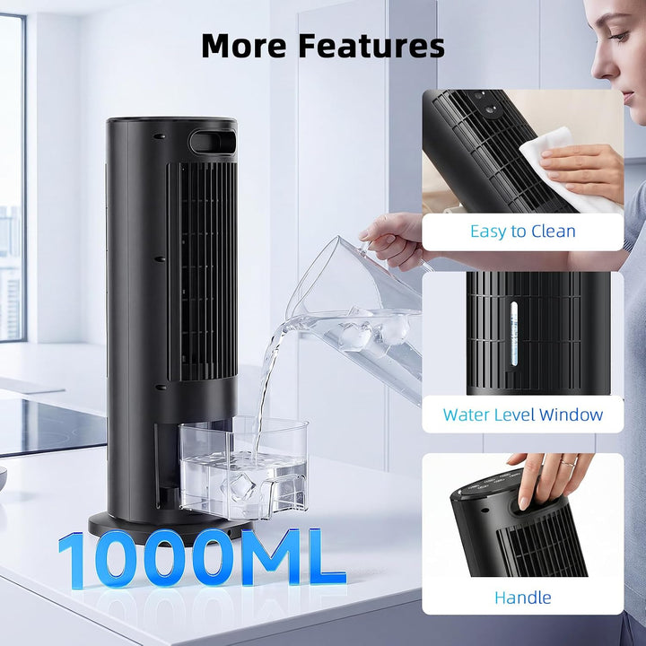 Tragbare Klimaanlage, tragbarer Luftkühler, mobile Mini-Klimaanlage mit Wassertank, Sprühmodus, Time