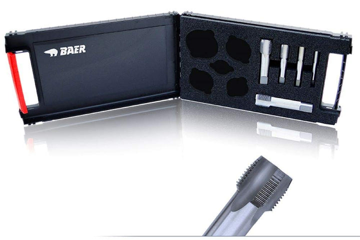 BAER Gewindeschneider Set HSSG: Gewindebohrer G(BSP) 1/8'' - 3/4'' - Rohrgewindeschneider - Gewindes