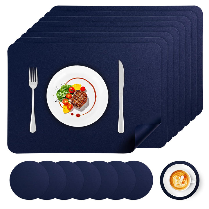 APLKER Platzsets Abwaschbar 8er Set, Platzset Lederoptik Kunstleder Wasserdicht PVC Tischsets und Un