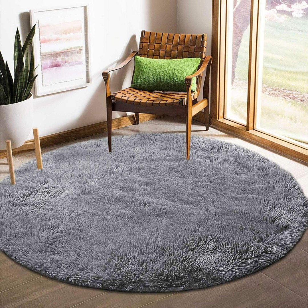 Tinyboy-hbq Runder Teppiche Hochflor Teppich wohnzimmerteppich Langflor Teppiche für Wohnzimmer flau
