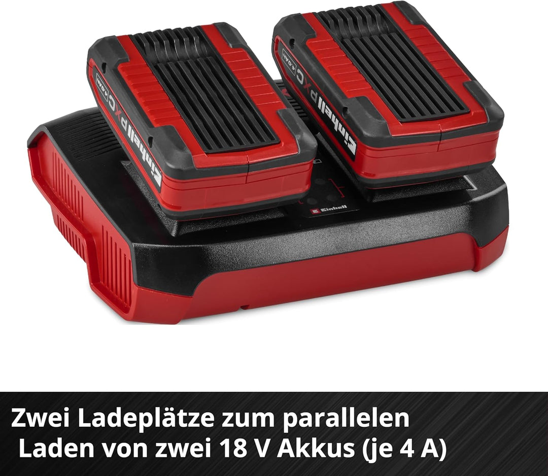 Original Einhell Ladegerät Power X-Twincharger 4A Power X-Change (18 V, gleichzeitiges Laden von 2x
