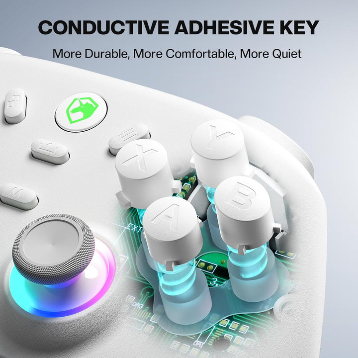 ECHTPower PC Wireless Controller, 1000Hz Gaming-Controller mit RGB/Hall-Joystick/Turbo/Vibration/800