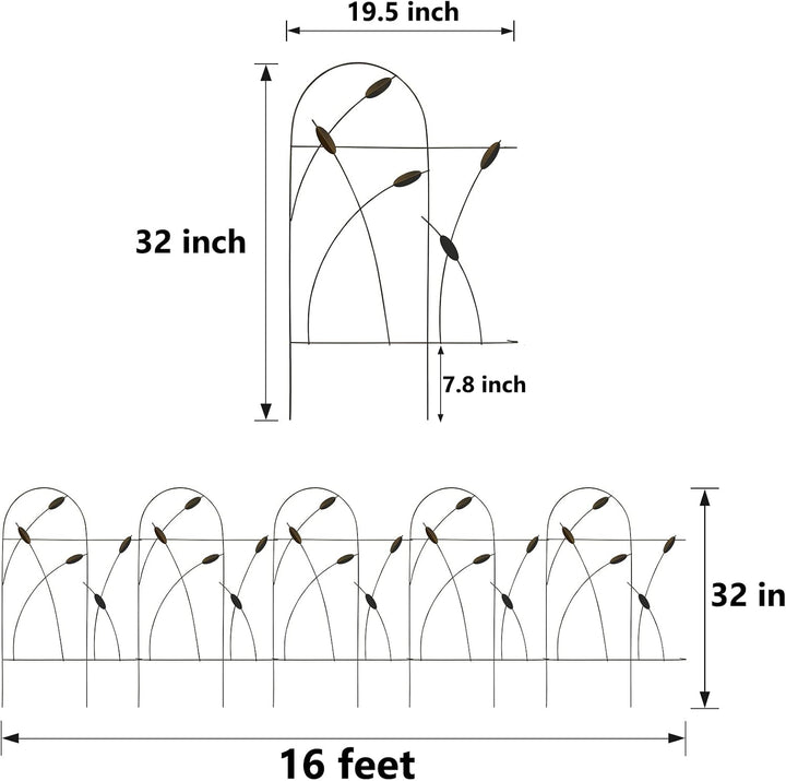 Thealyn Metall dekorative Gartenzaun Grenze, 81 cm x 4.87m, rostfrei Schmiedeeisen Landschaft Zaun f