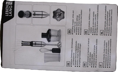 LEBENLANG Stabmixer 1000 Watt Pürierstab Set - Mit Zerkleinerer, Schneebesen & Messbecher | Elektris