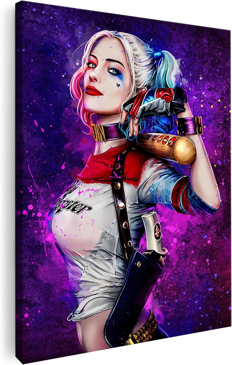 Artmazing | Bild Harley Quinn | Bilder Wand | Harley Quinn Bild bunt | Leinwand Bilder | Pop Art Bil