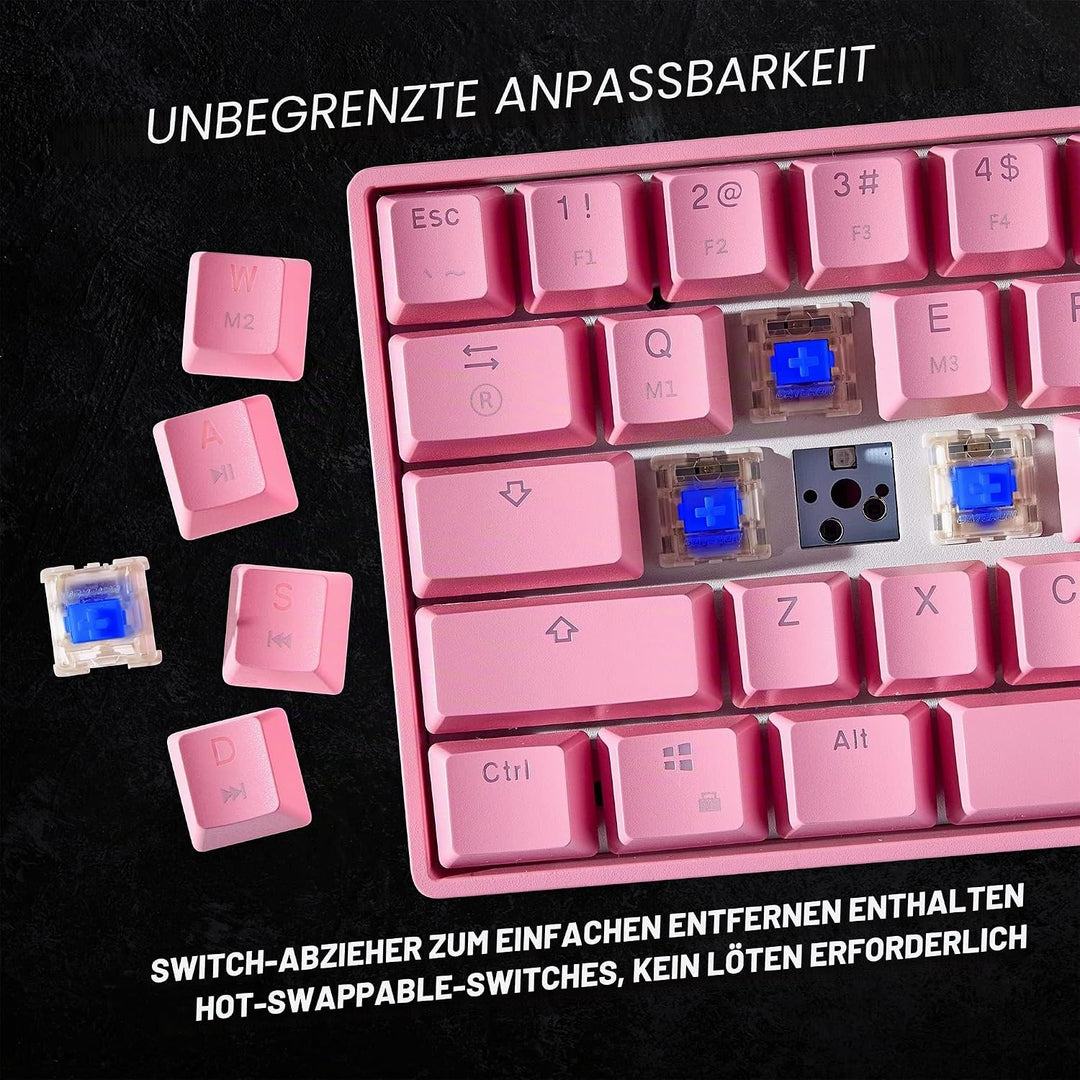 HK Gaming GK61 mechanische 60 Prozent Tastatur | 61 programmierbare Tasten mit RGB Beleuchtung | Kom