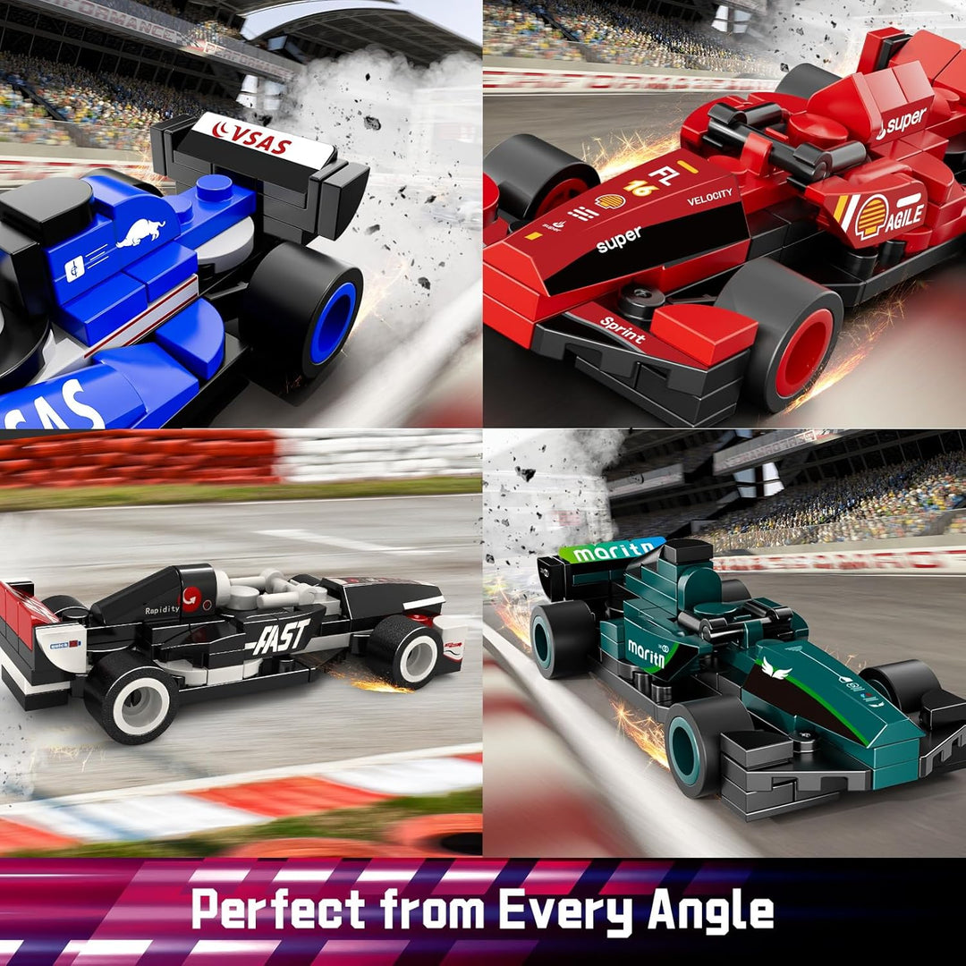 F1 Speed Champions Bausatz, Formel 1 Modellauto Set mit 10 Rennwagen,732 Teile, Home Deko und Geburt