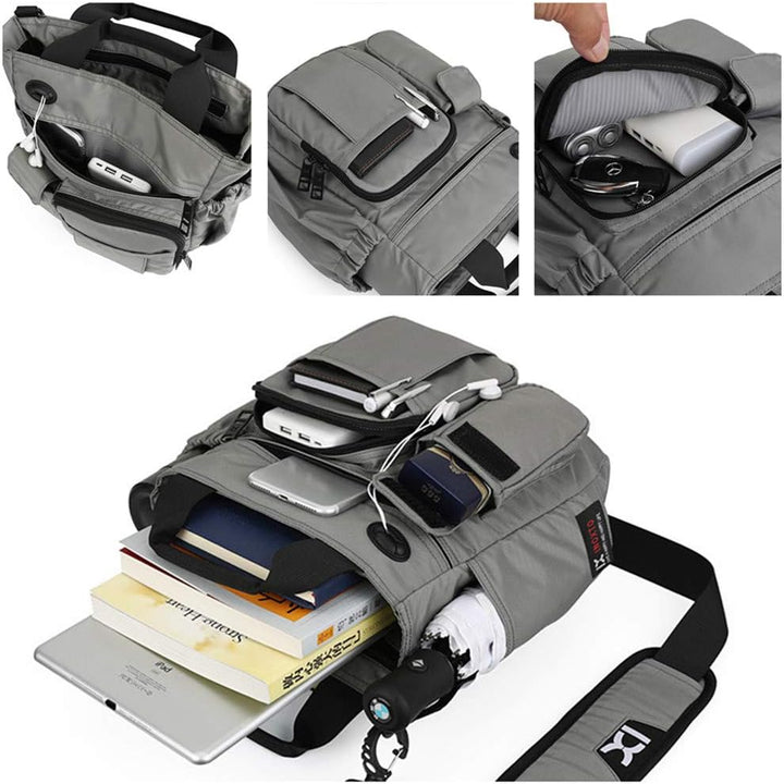 Crossbody Messenger Bag Multifunktionale Umhängetasche Laptoptasche für Damen und Herren College Sch