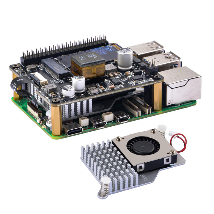 GeeekPi P31 M.2 NVME M-Key PoE+ HAT with Official Active Cooler for Raspberry Pi 5, Support M.2 NVMe