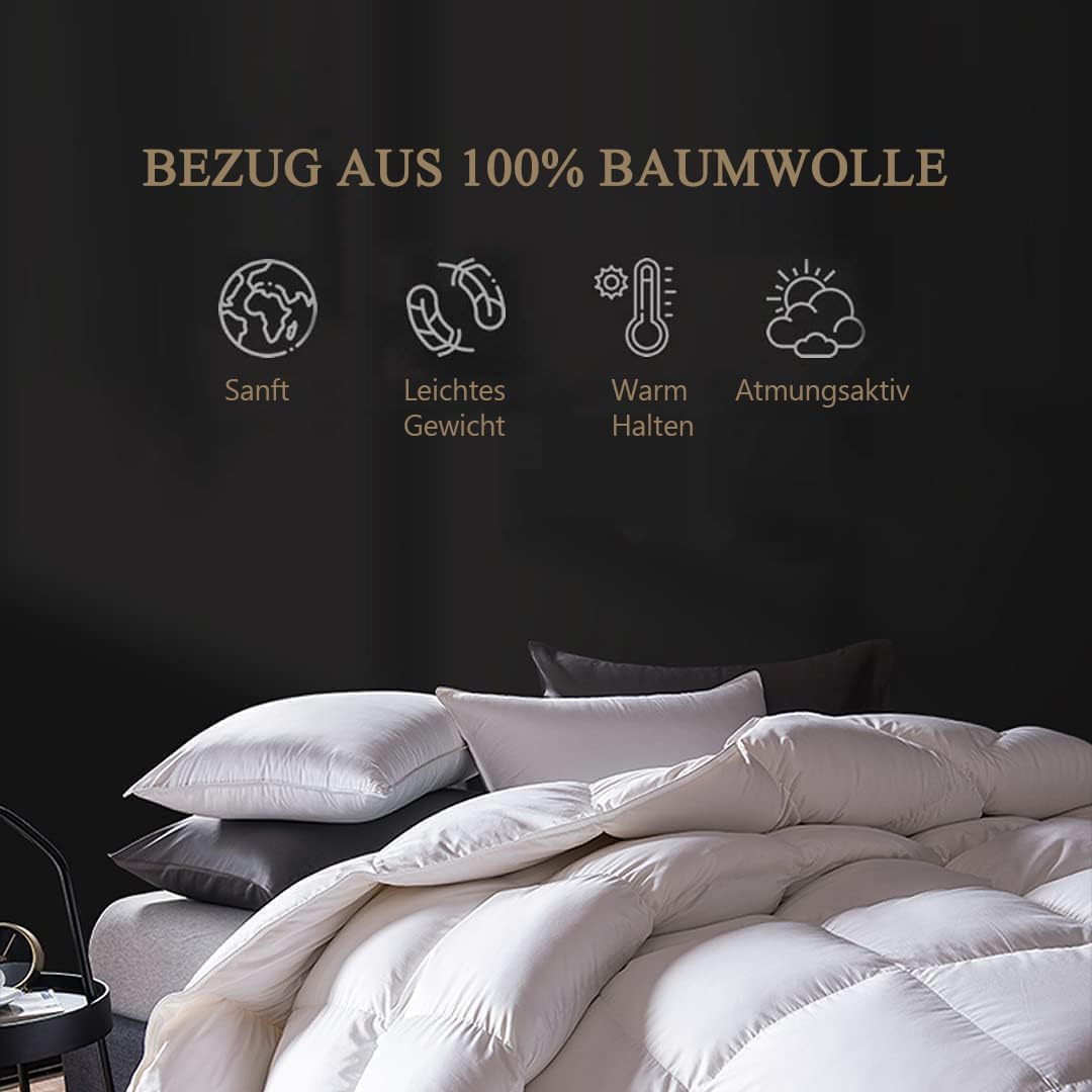 DWR Daunendecke 135 x 200 cm Winter Warme Bettdecke 135 x 200 cm, 100% Bio-Baumwolle, Winterdecke au