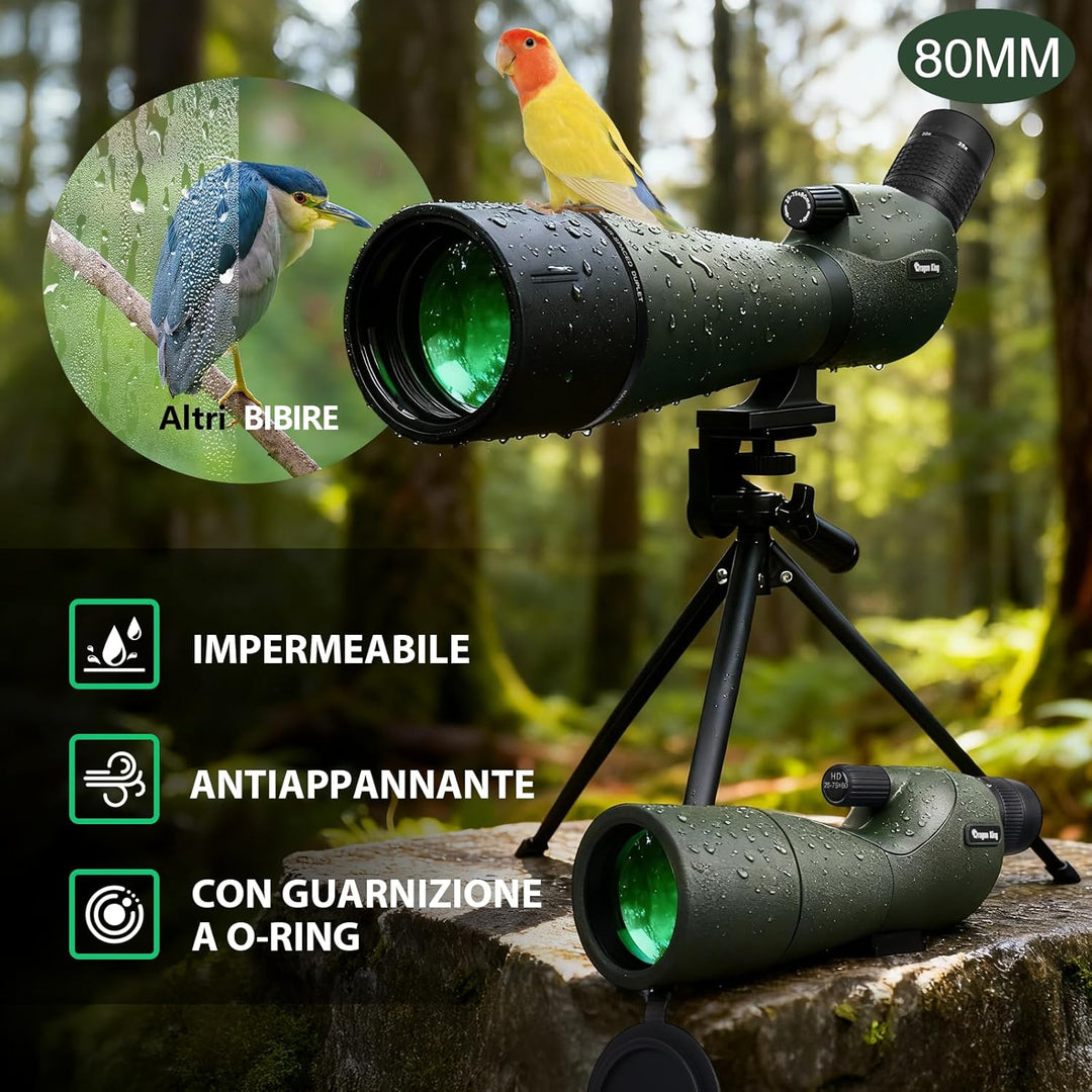 BIBIRE HD-Spektive für das Zielschiessen, 25-75x80-Winkelspektiv mit Stativ und Smartphone-Adapter,