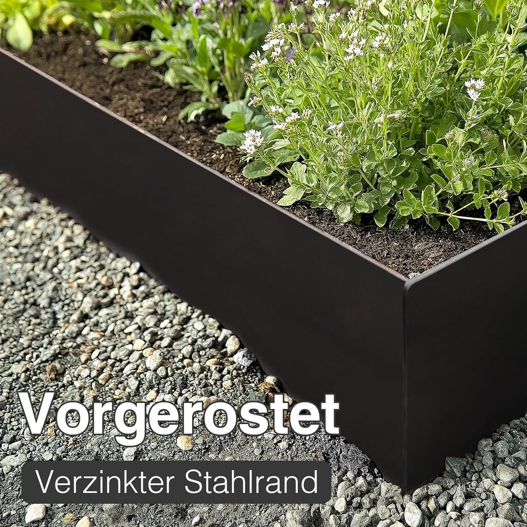6er-Set feuerverzinkte Rasenkante mit Pulverbeschichtung, 100x15 cm (LxH), Metall-Beeteinfassung, mi