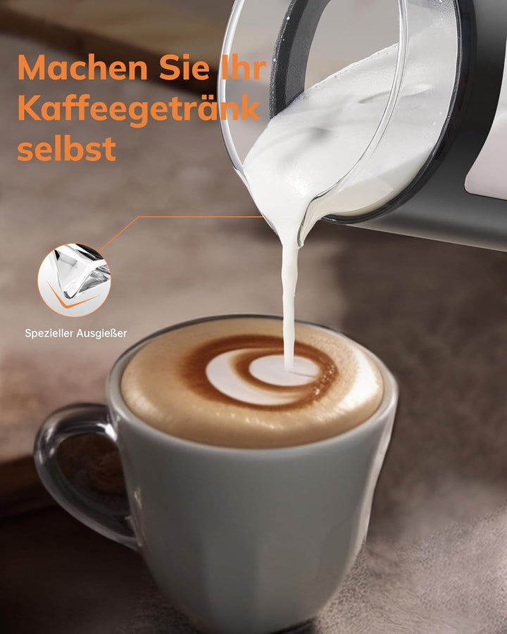 Morpilot Milchaufschäumer Elektrisch, 130-600ml 550W, 4 in 1 Milchschäumer für Heisser und Kalter, V
