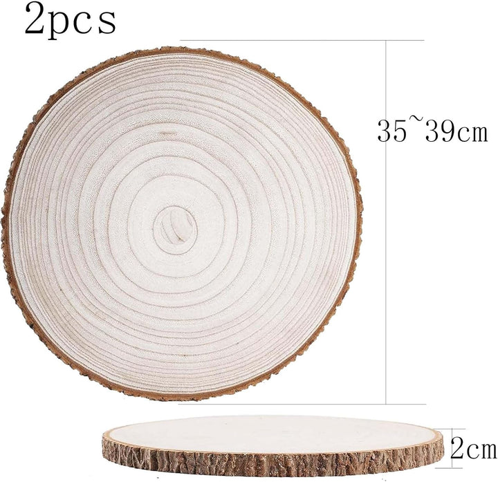 DAHI 35~39cm Holzscheiben 2stk Baumscheiben Rund zum Basteln Paulownia Holz Scheiben f. Tischdeko Ho