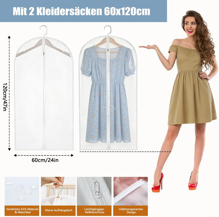 4 Stück Hosenbügel Platzsparend mit 2 Kleidersäcken 60x120cm, 6 Etagen Edelstahl Bügel, Klappbar Rob