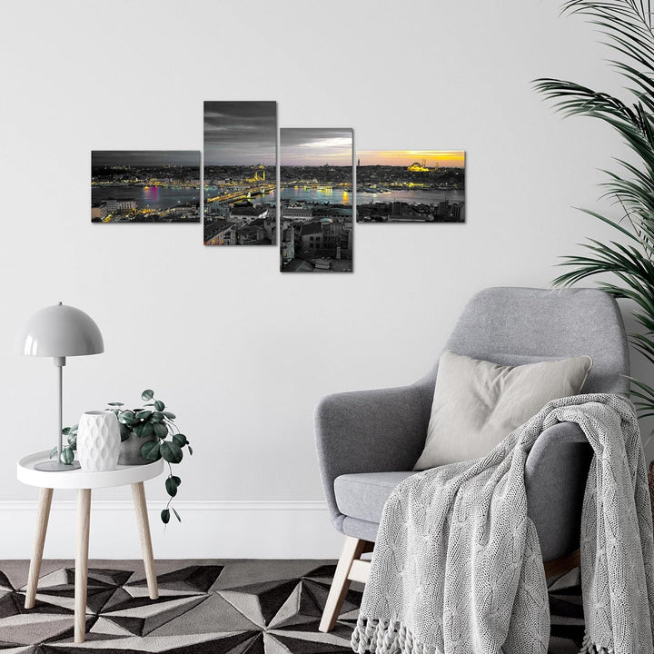 Runa Art Bild Modern Istanbul Türkei - Made in Germany - Wandbilder Stadt Skyline Schwarz 4 Teilig 6