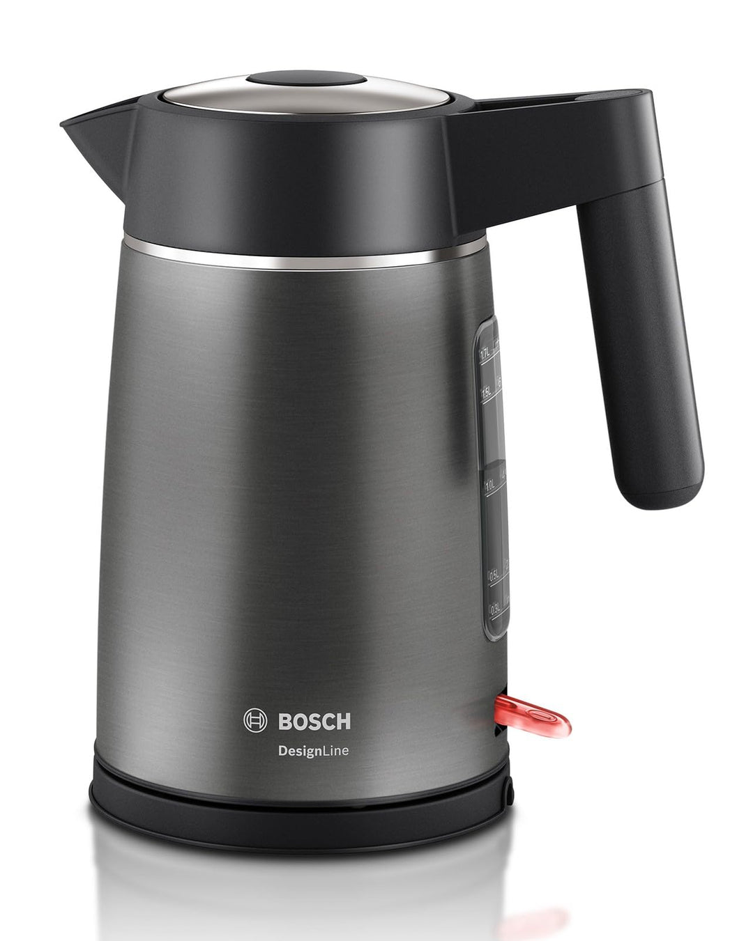 Bosch kabelloser Wasserkocher DesignLine TWK5P475, Ausgiessen ohne Spritzer, Tassenanzeige, extra gr