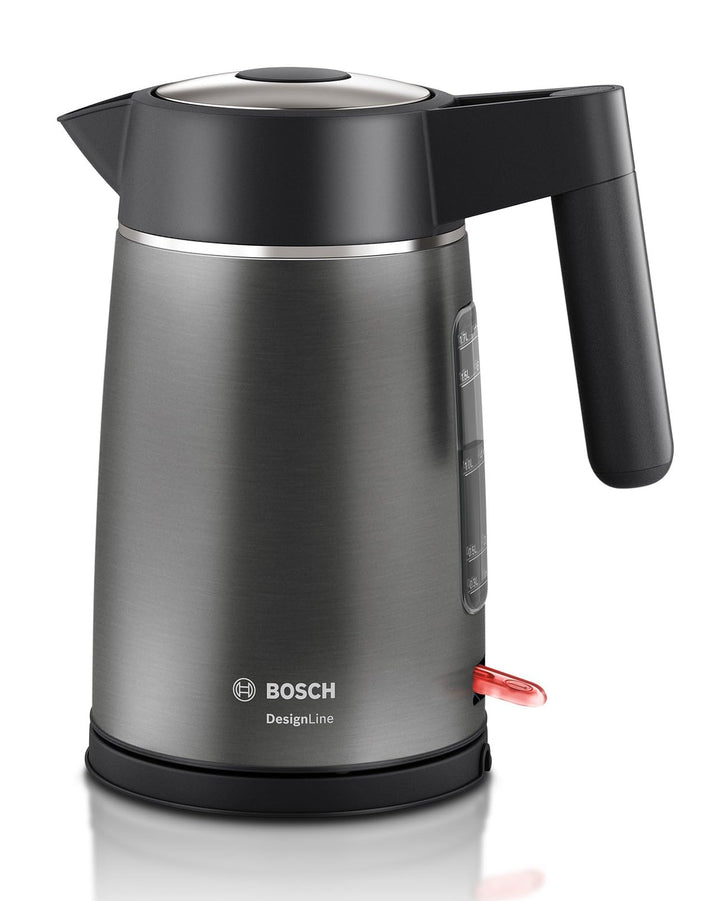 Bosch kabelloser Wasserkocher DesignLine TWK5P475, Ausgiessen ohne Spritzer, Tassenanzeige, extra gr