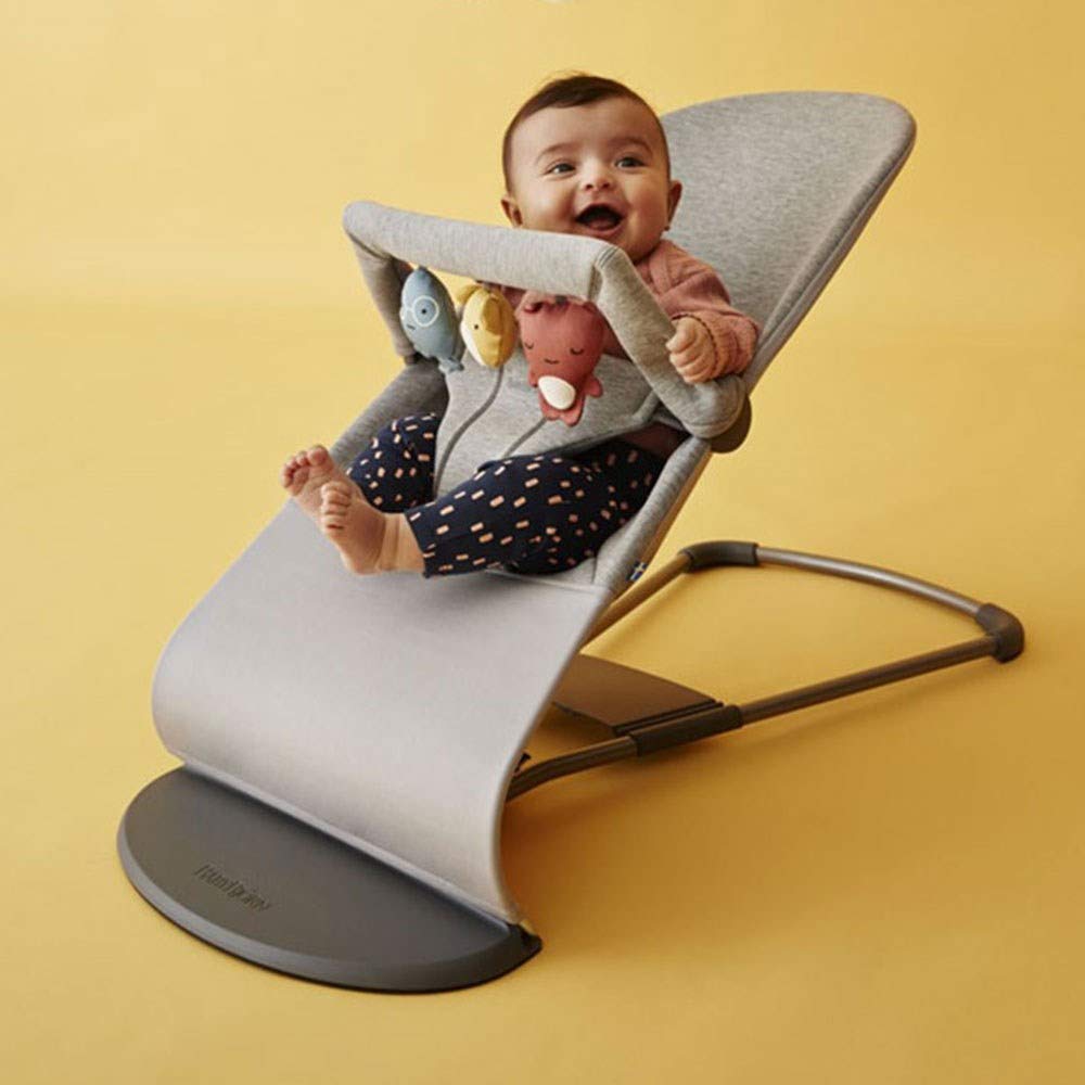 BABYBJÖRN Babywippe Bliss,3D Jersey, Hellgrau, inklusive Spielzeug für Babywippe, Weiche Freunde Bli
