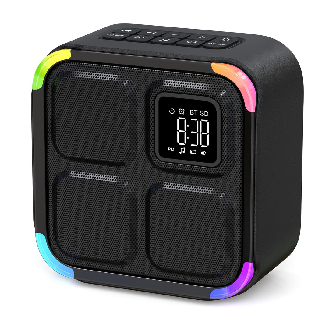 APUZOM Bluetooth Lautsprecher mit Wecker 30 Natural Sounds | 5-in-1: Nachtlicht, Tischuhr, Schlaf Ti