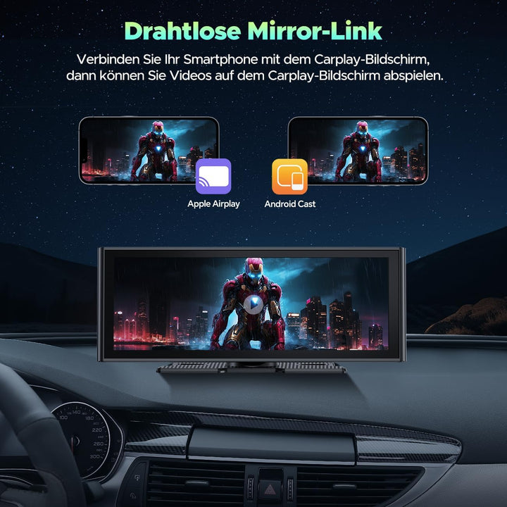 Lamto Autoradio für Apple Carplay Android Auto mit Dashcam Vorne Hinten 4K+1080P, 9,26 Zoll Tragbare