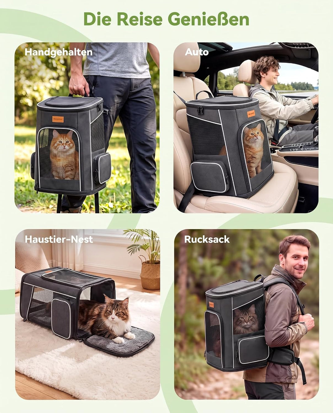 Morpilot Katzenrucksack Hunderucksack für Katzen und Kleine Hunde 7kg, Faltbare Haustier Rucksack mi